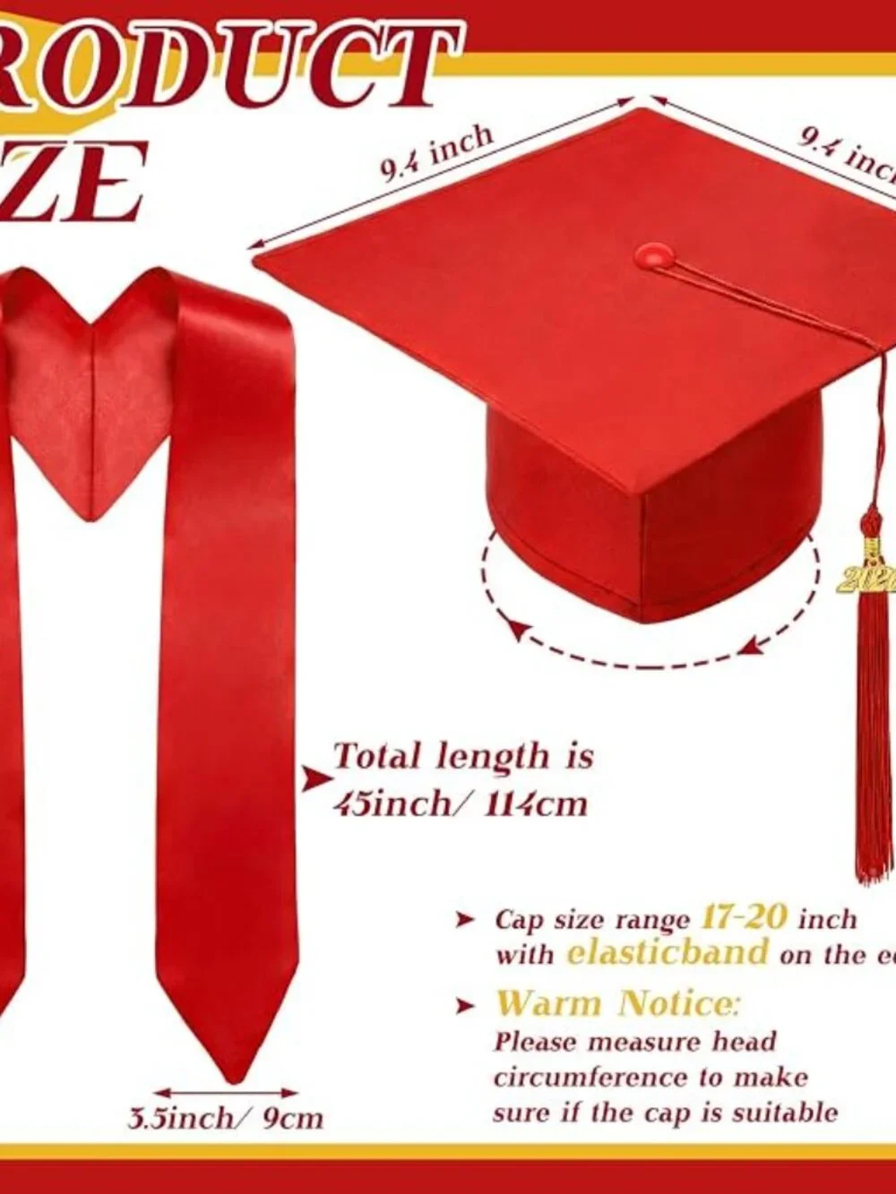 🎓12 Pairs/24 Pcs Child Size Preschool Graduation Cap and Stole Set Kindergarten